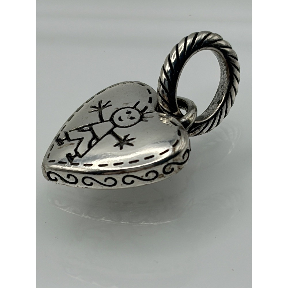 Brighton HAPPY BOY Silver Scrolled Heart Stick Figure Dangling Charm - Picture 5 of 5